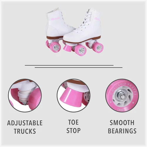 Vista 2 de Chicago Skates Girls Rink Roller Skate - White Youth Quad Skates