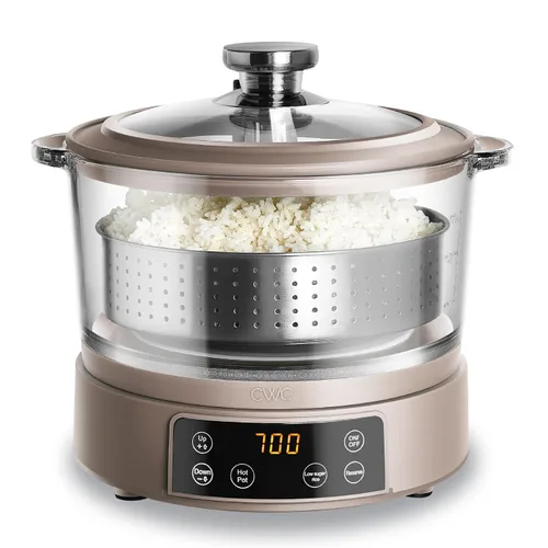 Vista 12 de COOK WITH COLOR Olla de arroz de vidrio mini de 3L baja en carbohidratos – Contiene 2 tazas crudas/Produce 6 tazas cocidas con cesta de filtro