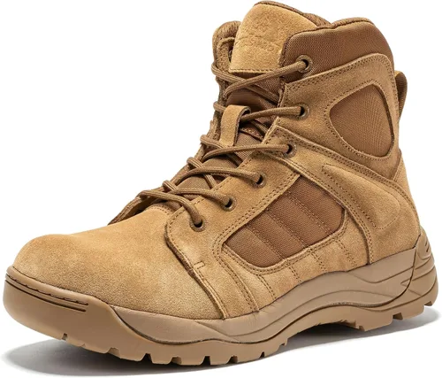 Vista 8 de Botas tácticas para hombre con cremallera lateral de 6 pulgadas, ligeras, cómodas, militares, botas tácticas militares (BMP111)