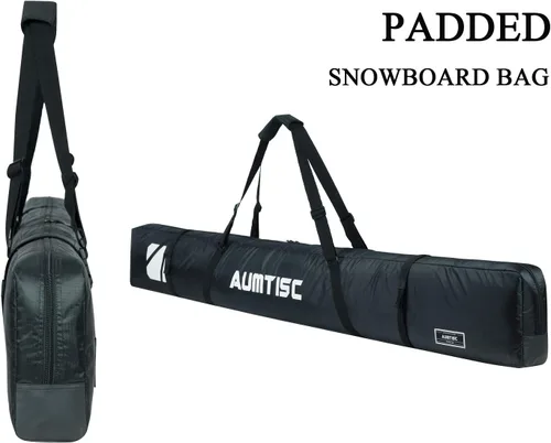 Vista 6 de AUMTISC Bolsa de esquí totalmente acolchada, bolsas de esquí individuales para viajes aéreos, bolsa de esquí de nieve impermeable para volar con asa