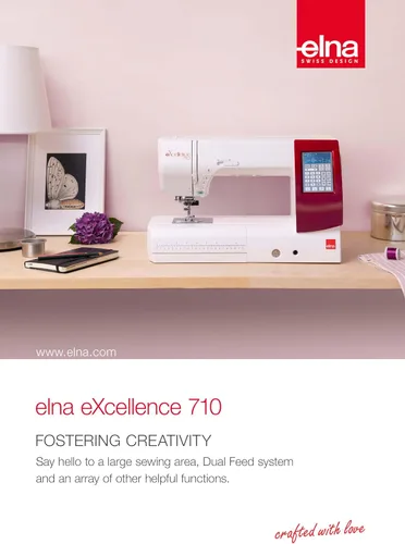 Vista 9 de Elna eXcellence 710 Máquina de coser y acolchar computarizada, cama de costura de 11 pulgadas, incluye sistema avanzado de alimentación doble, 15