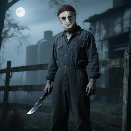 Vista 8 de Máscara de Michael Myers para adultos, máscara aterradora de Halloween, cara de terror para Halloween, mascarada, cosplay, fiesta, disfraz de miedo