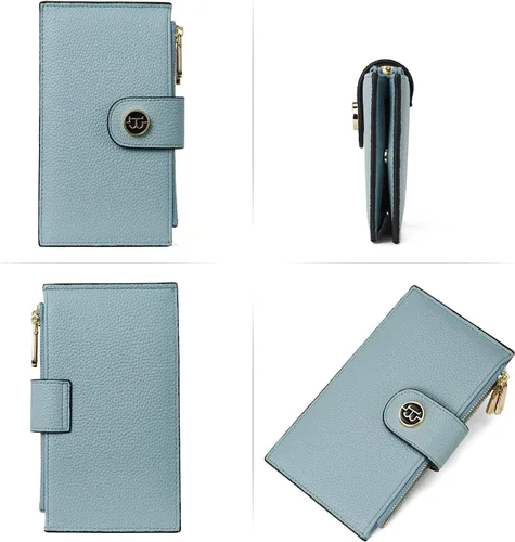 Vista 6 de BOSTANTEN Carteras de cuero para mujer, con bloqueo RFID, delgado, tarjetero con bolsillo con cremallera