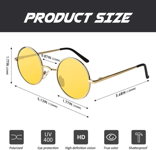 Vista 90 de CGID Gafas de sol unisex polarizadas redondas E01 Lennon