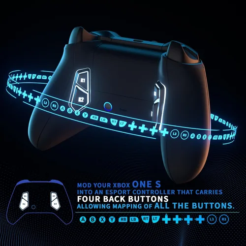 Vista 5 de eXtremeRate Victor S Remap Kit for Xbox One SX Controller, 6 Profiles & Black Redesigned Back Shell & Side Rails & 4 Back Buttons for Xbox One SX
