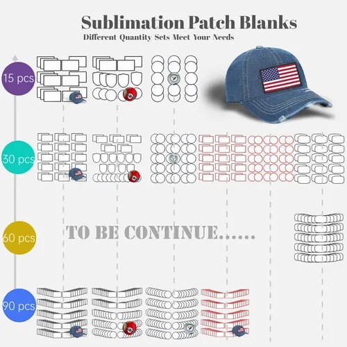 Vista 7 de 15 piezas de parches de sublimación - Parches en blanco para planchar para manualidades DIY, sombreros, gorras, mochilas, uniformes