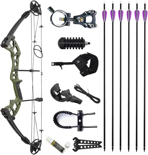 Vista 16 de Arco compuesto de tiro con arco, peso ajustable de 30 a 55 libras, longitud de tiro de 24 a 29.5 pulgadas, kit de arco de caza IBO 310 FPS