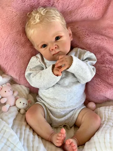 Vista 2 de Zero Pam Muñecas de Bebé Reborn Realistas Niño Silicona Cuerpo Completo 18 pulgadas Niños Pequeños Muñecas de Bebé Recién Nacido Ojos Abiertos