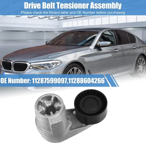 Vista 2 de X AUTOHAUX Tensor de correa de transmisión Tensor de correa de montaje para BMW F30 F10 F12 F13 F25 X3 X4 X5 11287599097 11288604266 metal negro
