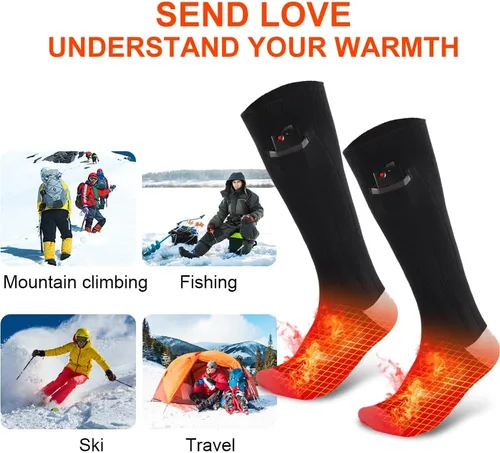 Vista 5 de Calcetines térmicos para hombres, calcetines térmicos con batería, calcetines de calefacción eléctrica para hombres y mujeres, para montar al aire