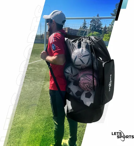 Vista 7 de Bolsa para Balones de Fútbol para Baloncesto, Voleibol y Fútbol Americano Bolsas Grandes de Malla con Cordón para Balones Bolsas para Balones