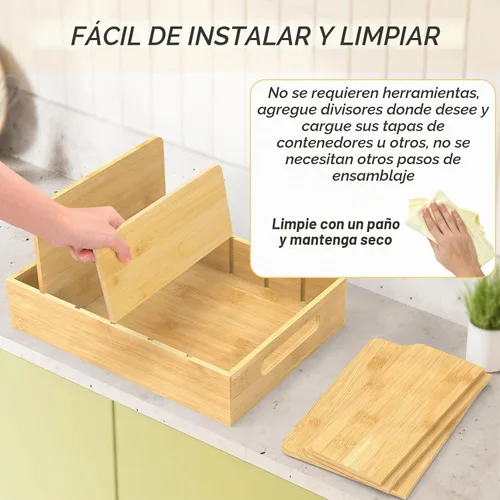 Vista 4 de Retro Shaw Organizador de tapa para tapas de plástico, con 5 divisores