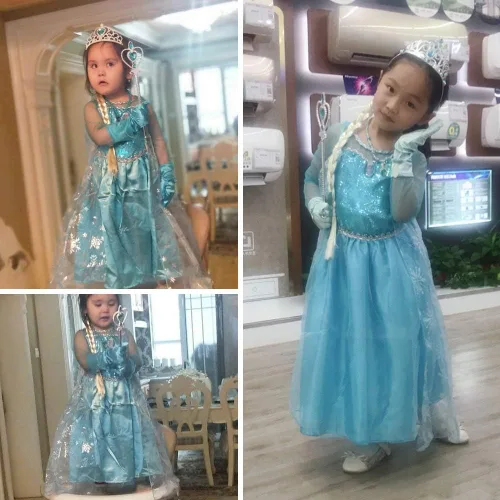Vista 2 de Princess Dress Up Costumes For Little Girls Birthday Party with Wig,Crown,Mace,Gloves Accessories 3-10 Years