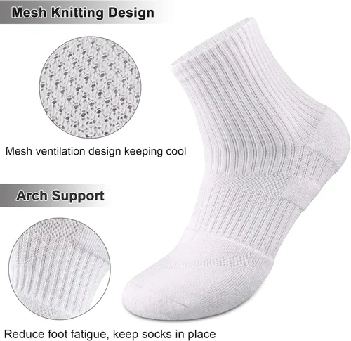 Vista 3 de COOPLUS Calcetines tobilleros para mujer, atléticos, acolchados, de algodón, para correr, 6 pares