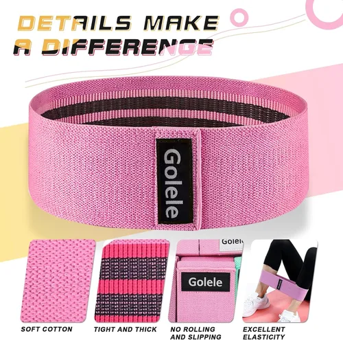 Vista 2 de Resistance Bands for Working Out 3 Booty Bands- Light Medium Heavy Fabric Exercise Bands for Home Gym, Full Body Workouts, Legs, Hip, Glutes, Arms