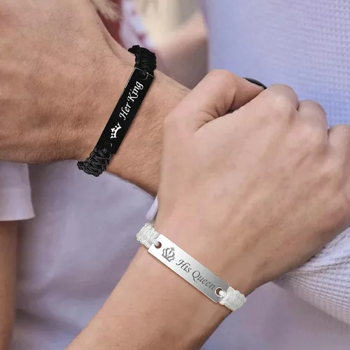 Vista 3 de VNOX Juego de 2, 3, 4, 5 pulseras de cuerda trenzada hechas a mano para dama de honor, pareja