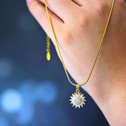 Vista 3 de You are My Sunshine Necklace, 18K Gold Plated Spinning Sunflower Pendant with Cubic Zirconia Stones for Women Graduation Necklace Gift Special