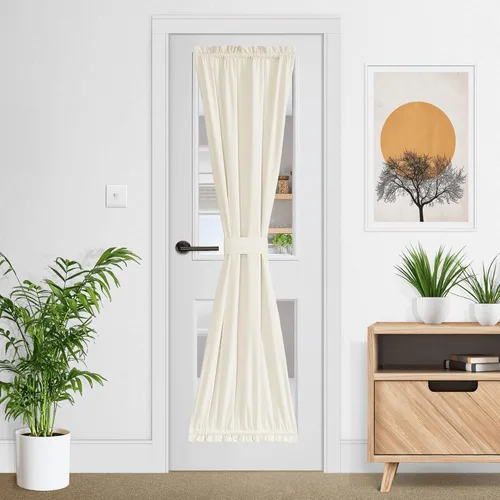 Vista 14 de NICETOWN Cortina negra de terciopelo para puerta de cocina/baño/patio/puerta corrediza de vidrio, aislante, con bolsillo para barra, insonorizante