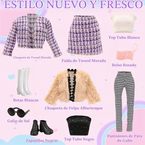 Vista 3 de 24 piezas de ropa y accesorios para muñecas de 11.5 pulgadas