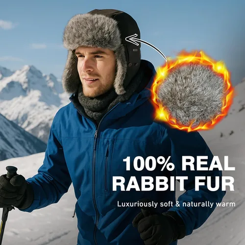 Vista 9 de Comhats Gran XL Trapper Trooper Caza Cálido Oído Solapa Rusia Ushanka Invierno Esquí Clima Frío Bombardero Sombreros para Hombres