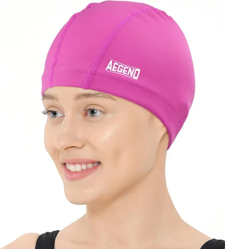 Vista 10 de Aegend Gorro de natación de tela, capa impermeable de silicona, gorra de natación de tela transpirable, mantiene el cabello seco con alta