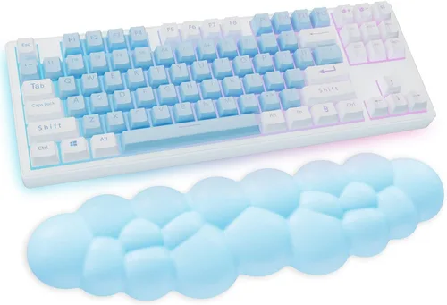 Vista 9 de Sushret Angel Wing Cloud Reposamuñecas para Teclado, Soporte de Muñeca para Teclado de Espuma Viscoelástica de Cuero Suave para Alivio del Dolor