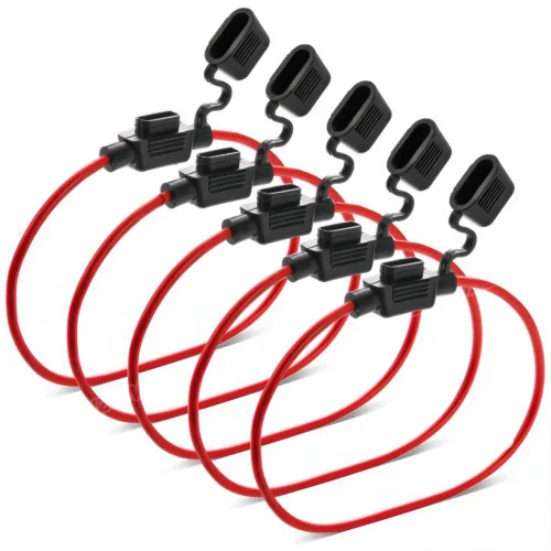 Vista 6 de Paquete de 5 fusibles de coche 14 AWG ATC/ATO 30 AMP en línea Fusible de hoja 0.5A 1A 2A 3A 4A 5A 7.5A 10A 15A 20A 25A 30A Soporte para automóvil