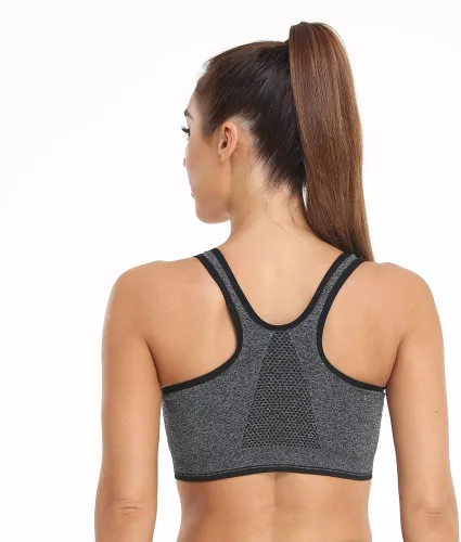 Vista 6 de Brasier deportivo con cierre frontal para mujer, posoperatorio, sin alambres, para yoga