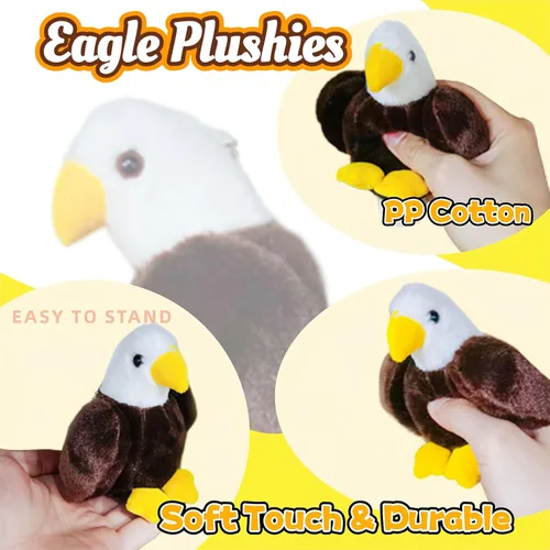 Vista 4 de Peluche de águila calva para niños, peluches Kawaii de águila calva, juguetes de peluche suaves de pájaro, mini animales de peluche para niñas