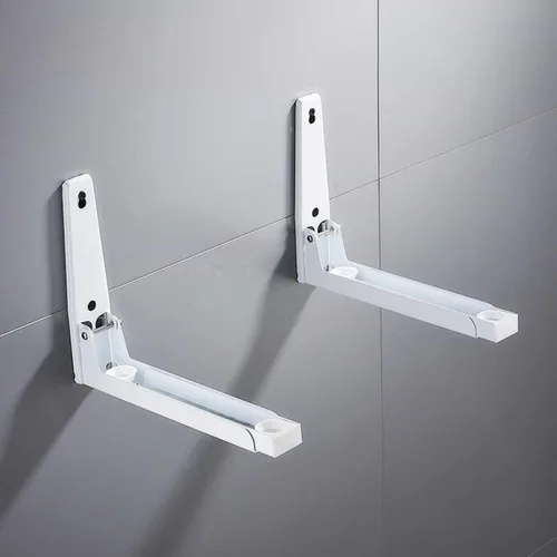 Vista 5 de Soporte de montaje para microondas, soporte plegable retráctil para horno de microondas montado en la pared, soporte para accesorios de cocina