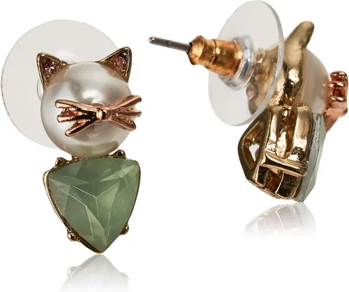 Vista 2 de Betsey Johnson "Pearl Critters" arete de gato con pasador