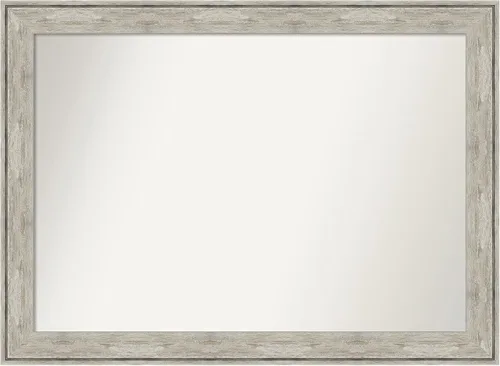 Vista 107 de Amanti Art Espejo de baño plateado para sobre el fregadero, 28 x 37 pulgadas, elegante espejo rectangular de peltre cepillado, marco de madera