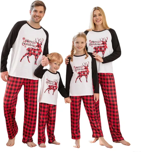 Vista 20 de OAKFashion Conjuntos de Pijamas Familiares de Navidad, Pijamas Familiares a Juego de Navidad Ropa de Dormir Pjs