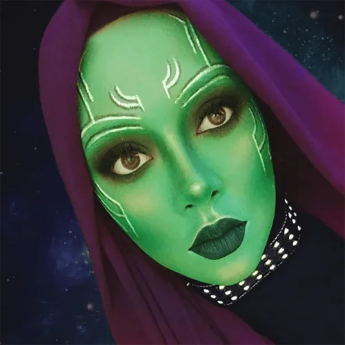 Vista 4 de Mysense Pintura en barra verde Amazon para el cabello de cara y cuerpo, maquillaje de Halloween, Elphaba Witch Gamora, color de cabello temporal