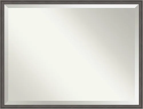 Vista 36 de Amanti Art - Espejo de baño plateado para sobre lavabo, espejo rectangular de níquel cepillado de 33x43, marco moderno extragrande, se cuelga