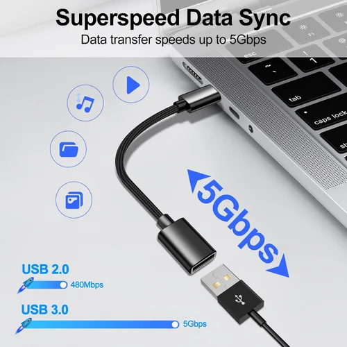 Vista 2 de xiwxi Paquete de 4 USB-C a USB-A y USB-A a USB-C Cable OTG, tipo C tipo A macho hembra adaptador SuperSpeed de transferencia de datos y carga rápida