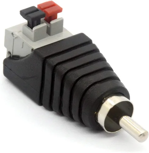 Vista 5 de Altavoz Phono RCA Macho Plug a AV 2 Terminal de tornillo Hembra Audio Video Balun Spring Press Adaptador Conector de alimentación CC para CCTV