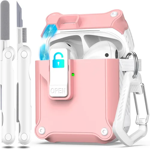 Vista 175 de R-fun Funda de carga compatible con AirPods de 2ª generación 2019, 1ª generación 2016, protección completa contra caídas, tapa desplegable