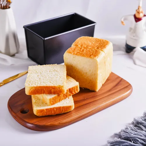 Vista 5 de Molde para pan comercial Pullman con tapa, capacidad de masa de 1 libra, caja de tostadas plana rectangular antiadherente para hornear al horno, 8.3