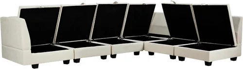 Vista 4 de Moderno sofá modular grande en forma de U, sofá cama convertible con diván reversible para sala de estar, asiento de almacenamiento, adecuado
