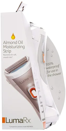 Vista 2 de LUMA WDF4840 - Afeitadora corporal impermeable para mujer, con doble cabezal de lámina de aluminio, con infusión de aceite de almendras