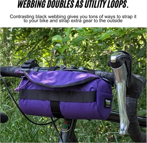 Vista 6 de [Usado] Bolsa para manillar (Miami Nice) Capacidad de 2 litros Bolsa de bicicleta espaciosa con 2 correas de hebilla extralargas y 1 correa