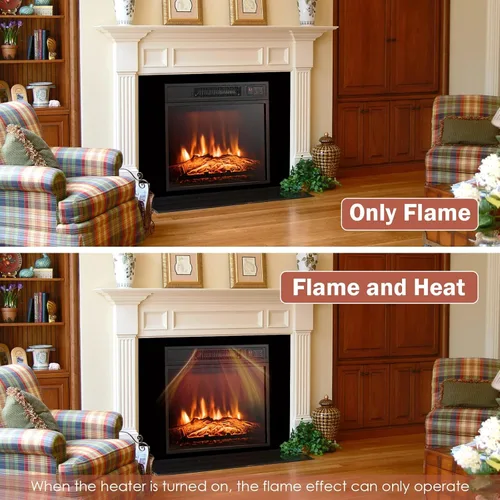 Vista 5 de SIMOE Insertos de chimenea eléctrica de 18 pulgadas, chimenea empotrada e independiente de 1400 W con brillo de llama 3D y termostato, temporizador