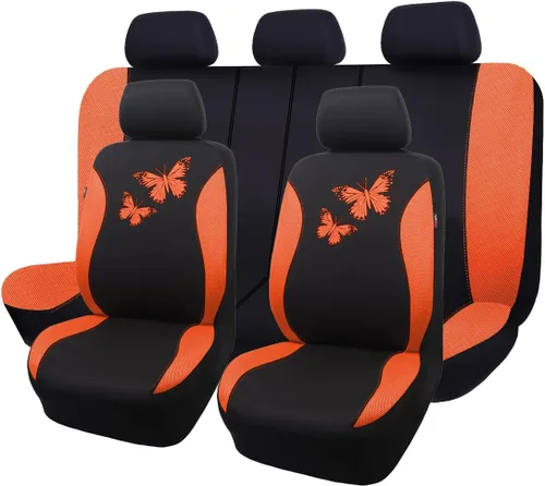 Vista 11 de Flying Banner - Juego completo de fundas para asiento de automóvil Butterfly, estilo universal de moda para mujer, para banco trasero (divisible)