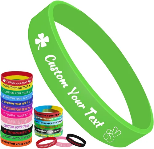 Vista 22 de Pulseras de silicona personalizadas Pulseras de goma de aduana a granel para eventos con texto de logotipo, pulseras personalizadas, regalos