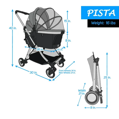 Vista 7 de Pista - Cochecito 3 en 1 superligero, carrier, asiento de coche para mascotas