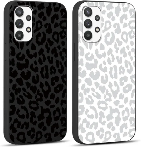 Vista 23 de Pack de 2 fundas con estampado de guepardo para Samsung Galaxy A03s 4G de 6.5", fundas de diseño de patrón de leopardo de lujo, de silicona suave