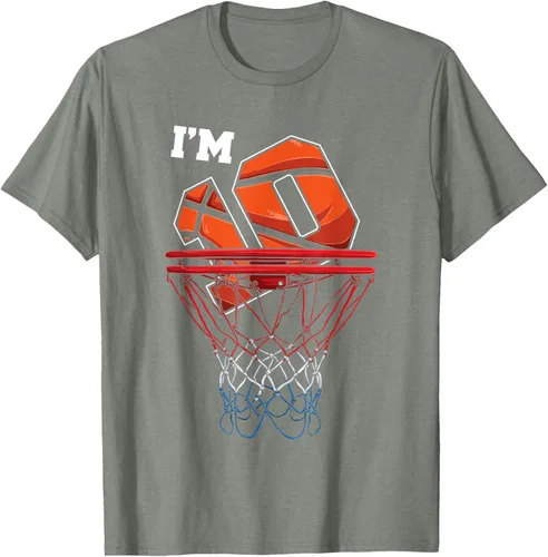 Vista 74 de Camiseta de regalo de cumpleaños con red de baloncesto de 10 años, Negro