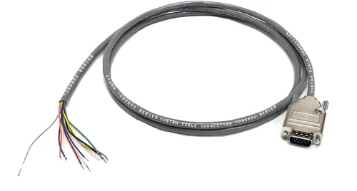 Vista 2 de Custom Cable Connection Cable de extensión DB9 macho a extremo romo RS232 de 6 pies - 24 AWG con revestimiento de PVC gris - Fabricado en Estados