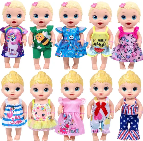 Vista 2 de WONDOLL Muñeca bebé viva de 12 pulgadas - Ropa y accesorios - 10 conjuntos de ropa para muñecas de 10-12 pulgadas, vestidos y accesorios para muñeca